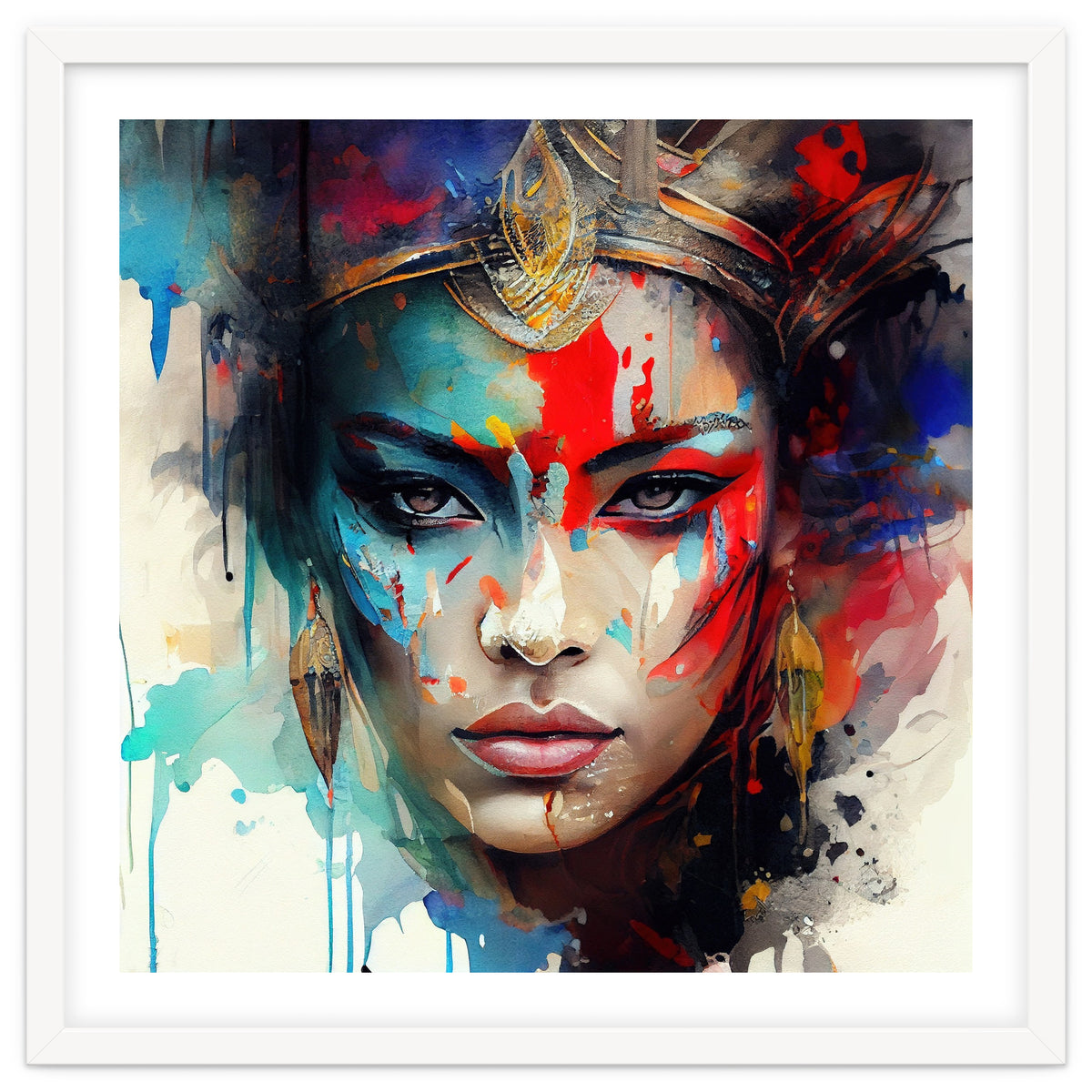 Crowned Mask Asian Warrior Portrait