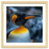 Close Up Of King Penguin In The Rain