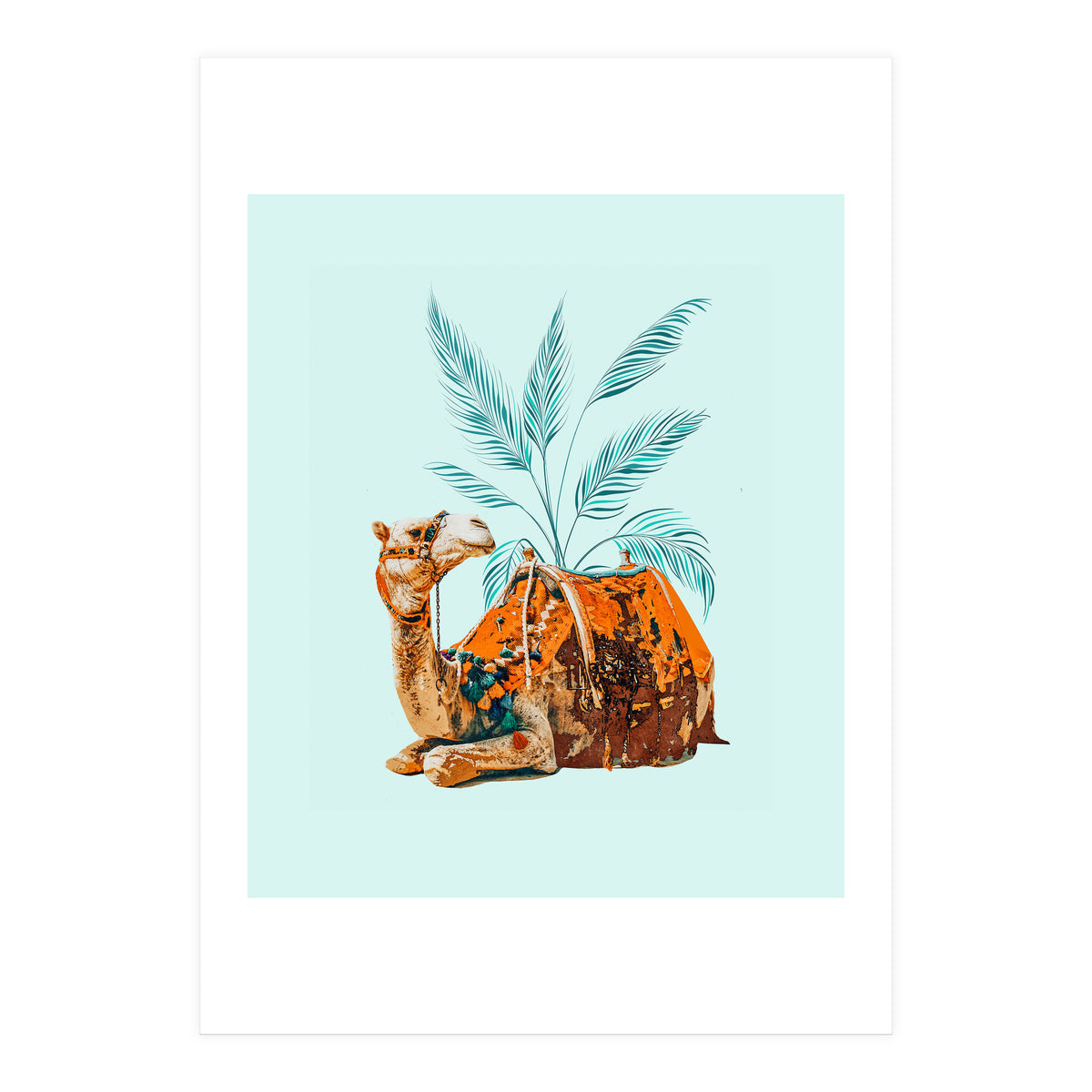 Camel Ride, Modern Bohemian Eclectic Animals, India Culture Travel Palm Desert Painting (Print Only)