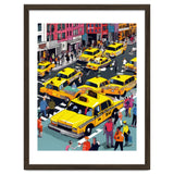 New York Minute, Yellow Taxi Cab Manhattan Downtown Busy Street, Traffic People Buildings Times Square Eclectic Road Architecture thumbnail