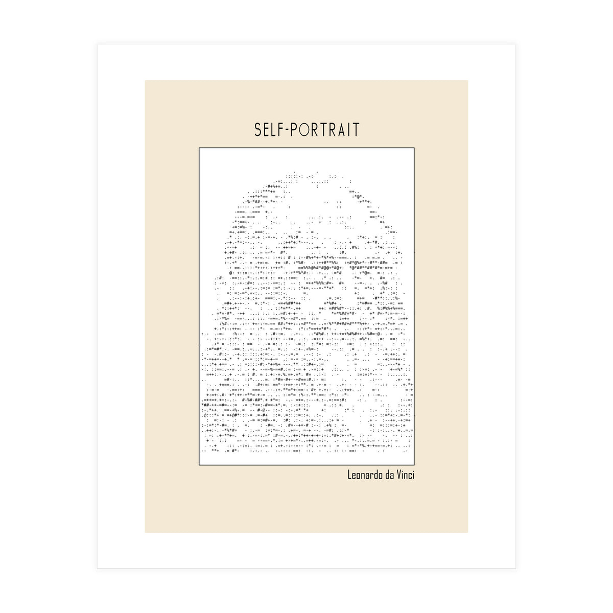 Self Portrait – Leonardo Da Vinci (ascii Art) (Print Only)