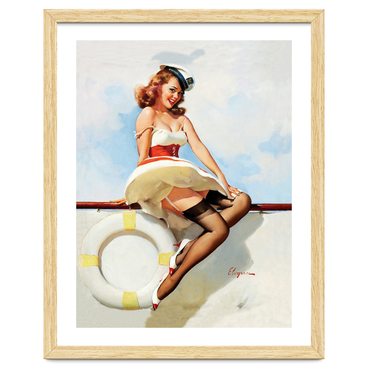 Sailing Pinup Girl With Captain Hat