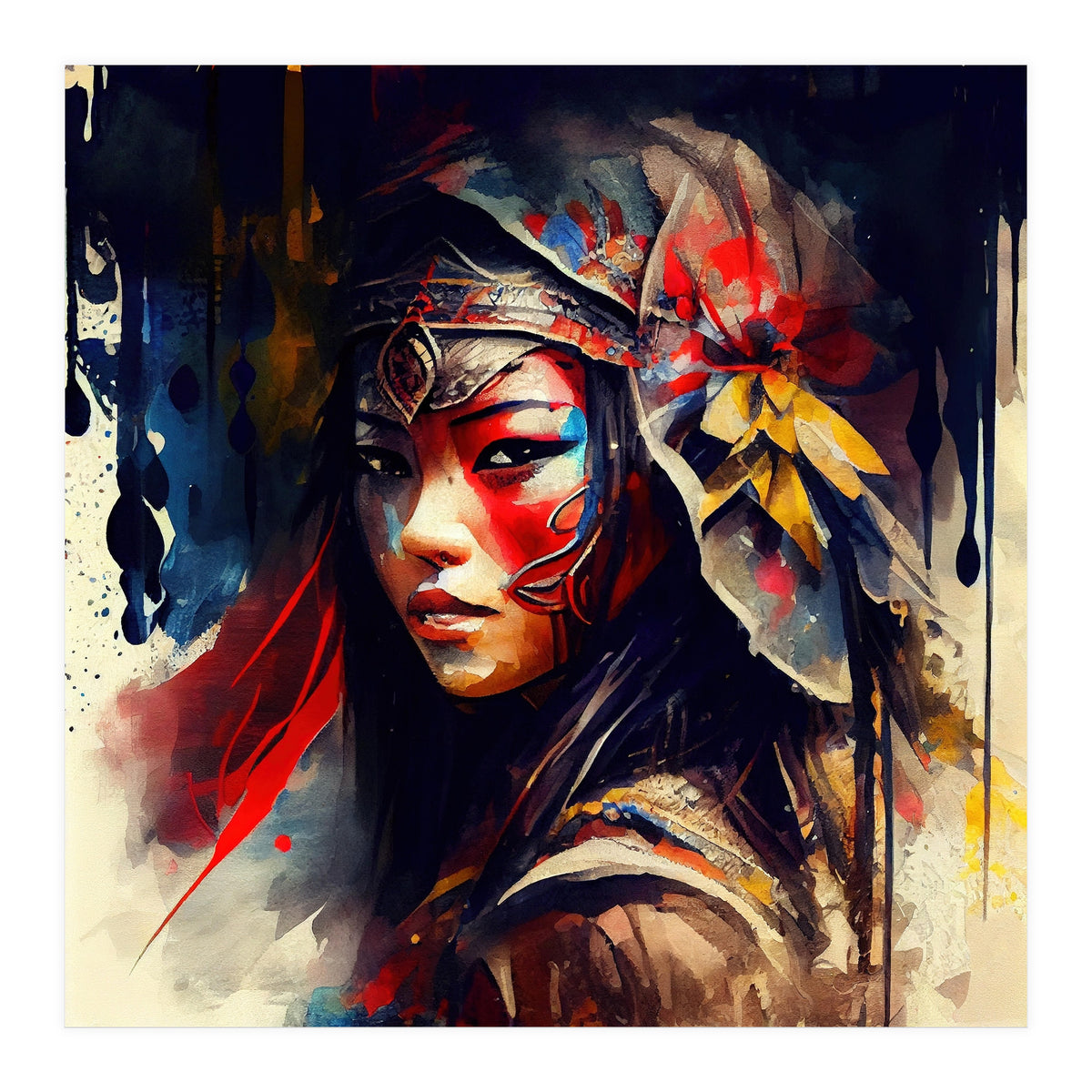Powerful Asian Warrior Woman #2 (Print Only)