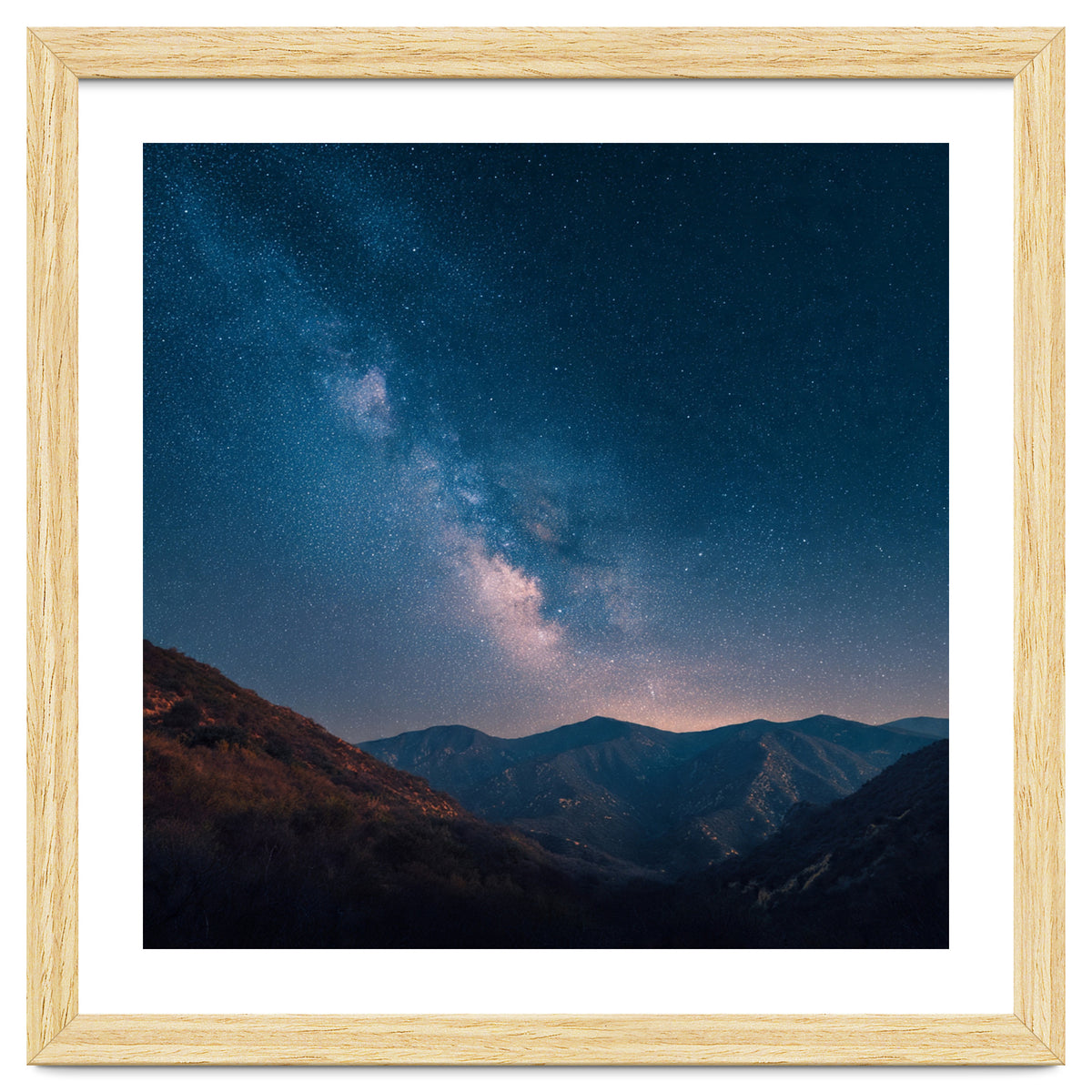 Majestic Milky Way Galaxy over Serene Mountain Range Night Landscape Illustration