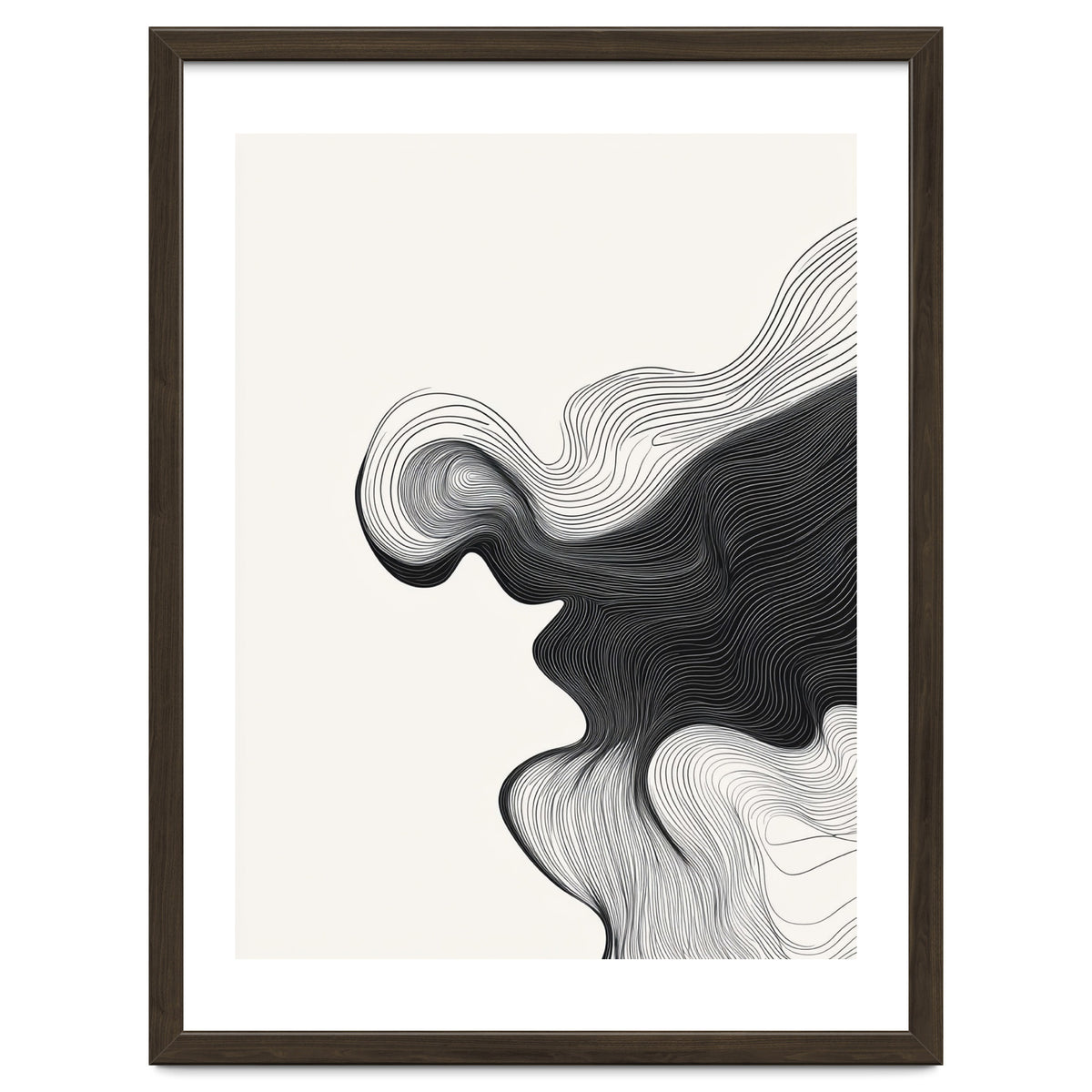 Abstract Black And White Wavy Lines Flowing Organic Shape