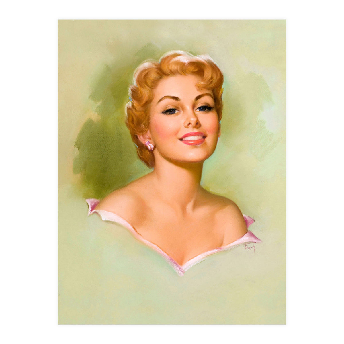 Pinup Blonde Girl Portrait (Print Only)