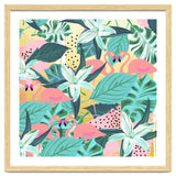 Flamingo Tropical, Colorful Modern Bohemian Eclectic Jungle Graphic Design, Blush Forest Gold Floral thumbnail