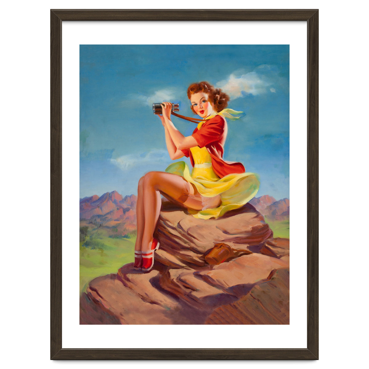 Pinup Sexy Binoculars Girl