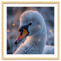 Close Up Frosty Swan Head During Golden Hour