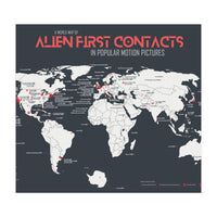 World Map of Alien First Contacts in Movies (Print Only)