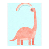Rainbow Dinosaur Nursery Art, Cute diplodocus Watercolor, Pink Dino Illustration (Print Only) thumbnail