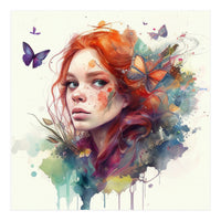 Red Hair Butterfly Glance (Print Only)