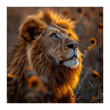 Majestic Lion In A Field Of Sunflowers (Print Only) thumbnail