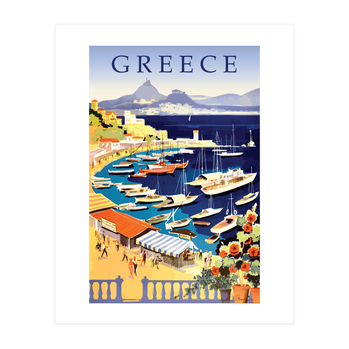 Greece, Fishing Boats on a Harbor (Print Only)