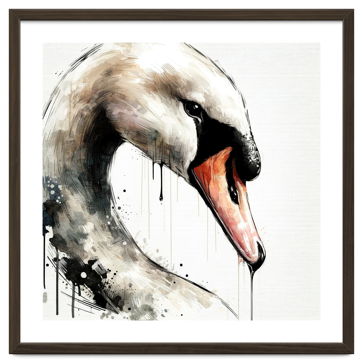 Watercolor Swan Portrait