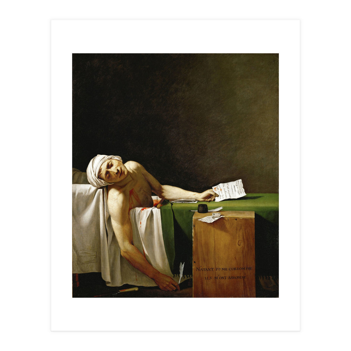 Jean Paul Marat, dead in his bathtub, assassinated by Charlotte Corday in 1793. JACQUES LOUIS DAVID. (Print Only)