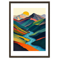 Minimalist Mountain River Landscape