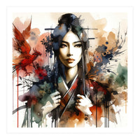 Phoenix Spirit Asian Warrior Portrait (Print Only)