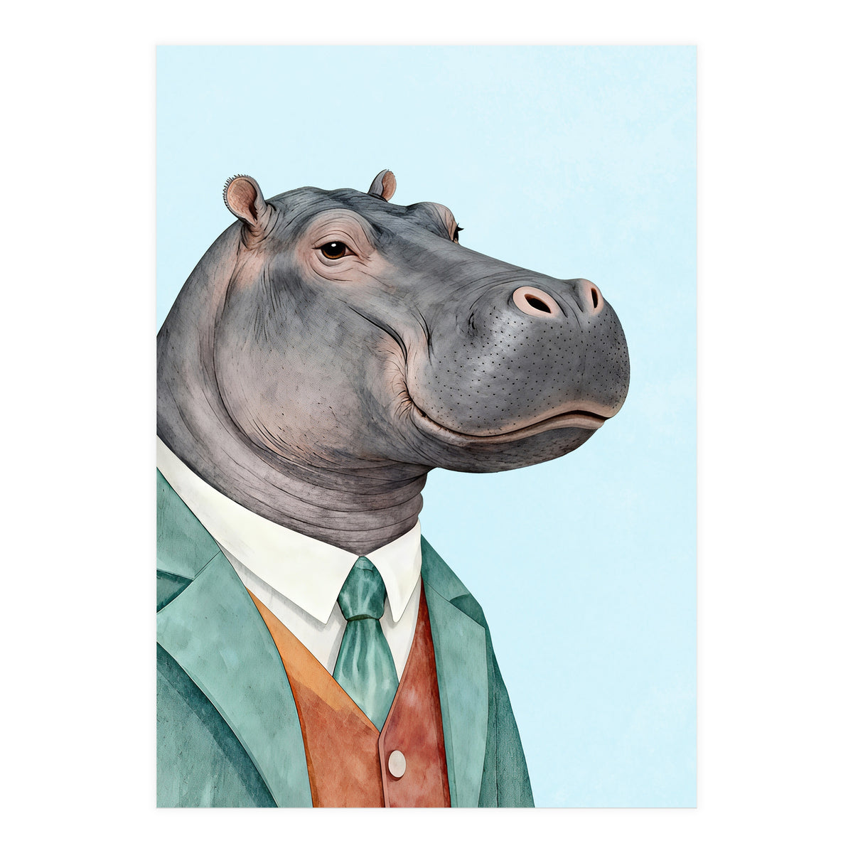 Hippopotamus in Suit (Print Only)