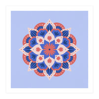 Mandala flower - blue and coral (Print Only)