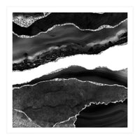 Black & Silver Agate Texture 08  (Print Only)
