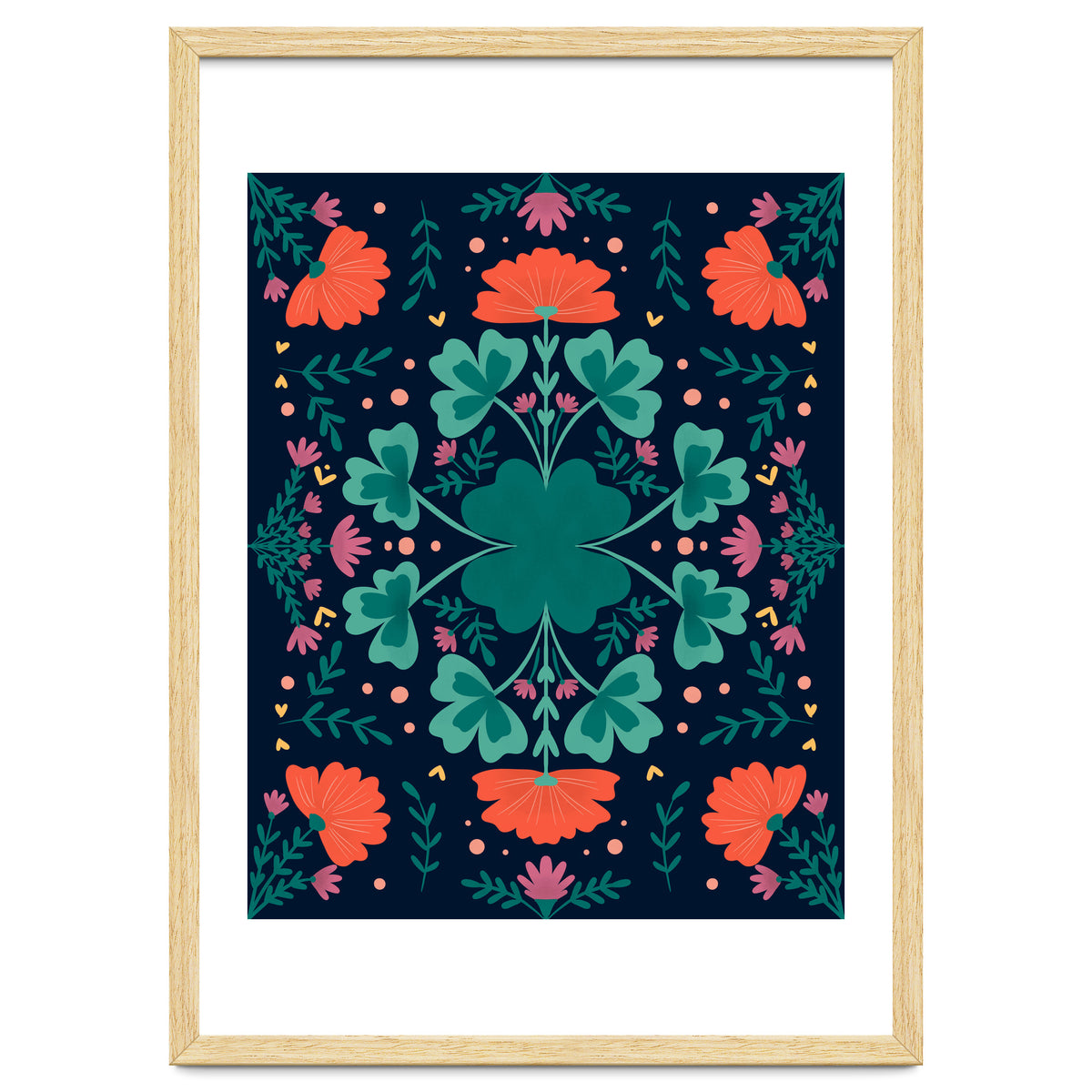 Clovers And Flowers Teal and Orange