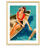 Pinup Sexy Girl In A Boat And A Lost Paddle thumbnail
