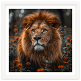 Majestic Lion Portrait In Orange Flowers thumbnail
