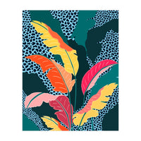 Teal & Tangerine, Botanical Nature Jungle Plants, Maximalism Eclectic Pop Of Color, Tropical Banana Leaves Bohemian Contemporary (Print Only)