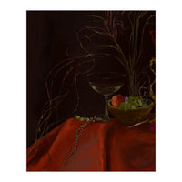Dark Baroque Still Life Table and Wine oil (Print Only)