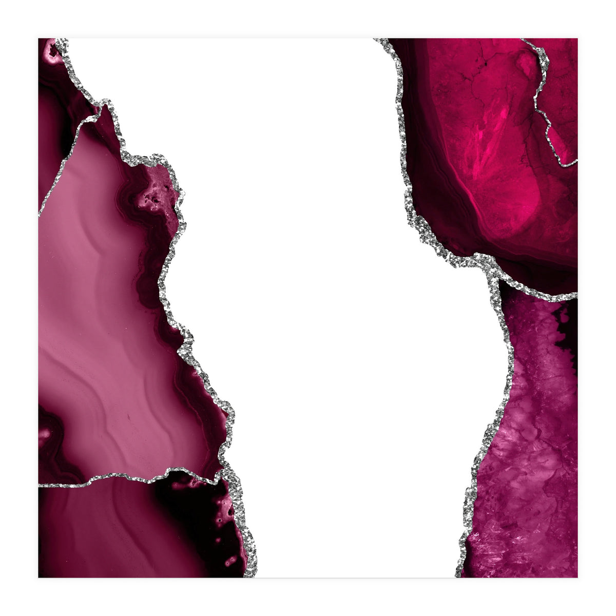 Burgundy & Silver Agate Texture 07  (Print Only)