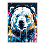 Polar Bear In Headphones, Graffiti (Print Only) thumbnail