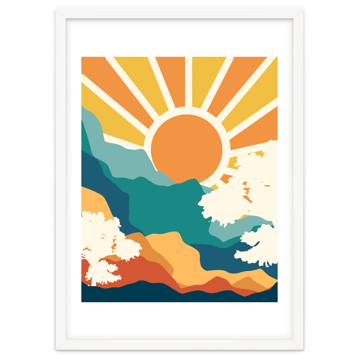 Sunrise Mindset, Positivity Optimism Self Love Self Care Growth, Nature Retro Eclectic Bohemian Peace Contemporary