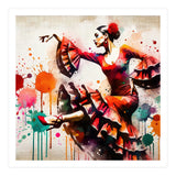 Fiery Flamenco Dancer In Motion (Print Only) thumbnail