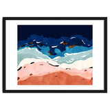 Ocean Heart, Abstract Sea Waves, Tropical Travel Watercolor Painting, Eclectic Bohemian Beach Nature thumbnail