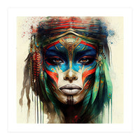 Turquoise Warrior Woman Portrait (Print Only)