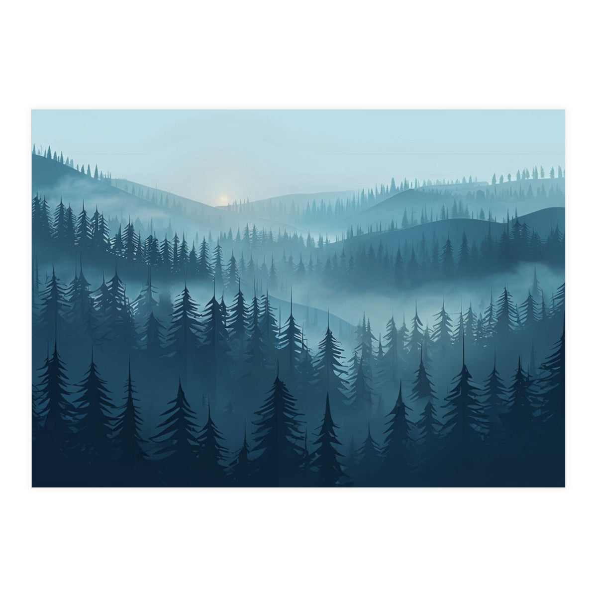 Misty Evergreen Forest: Moody Atmospheric Landscape (Print Only)
