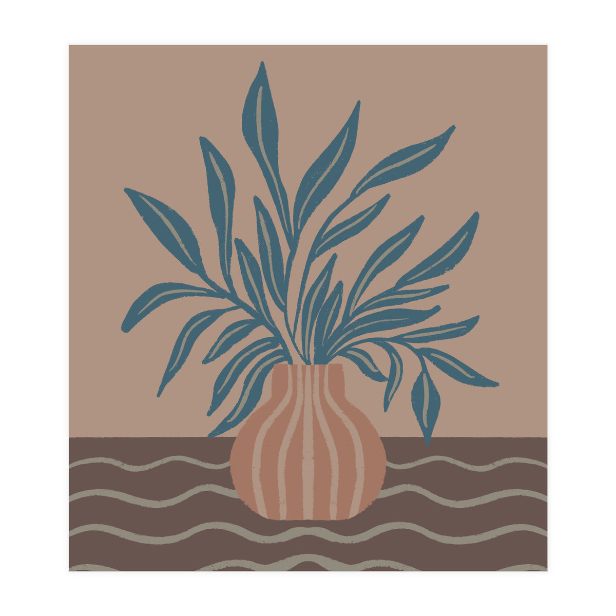 Modern Vase with Tropical Leaves (Print Only)