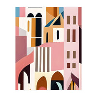 Moroccan City, Pastel Architecture Cityscape Buildings, Travel Eclectic Modern Bohemian Houses (Print Only)