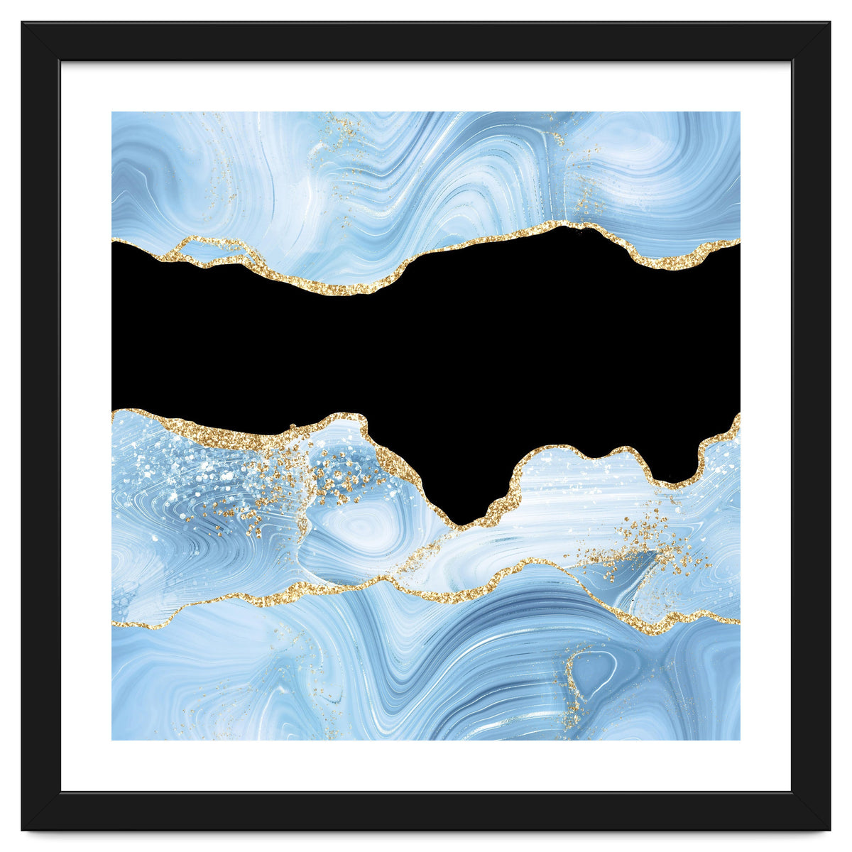 Blue & Gold Glitter Agate Texture 03