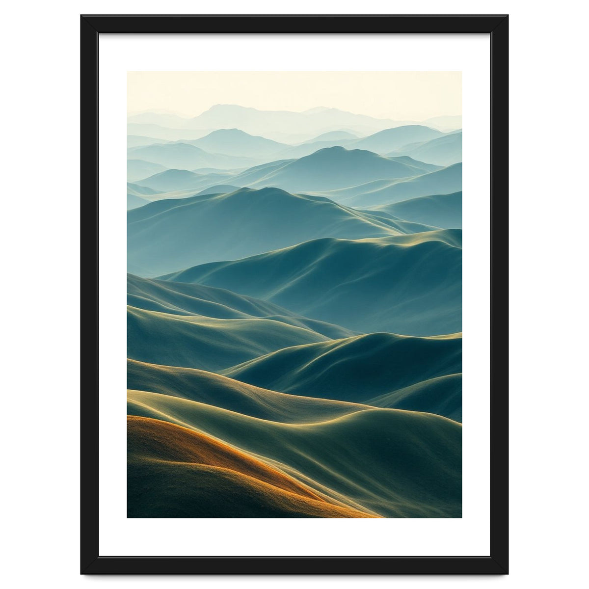 Minimalist Misty Mountain Landscape Wall Art