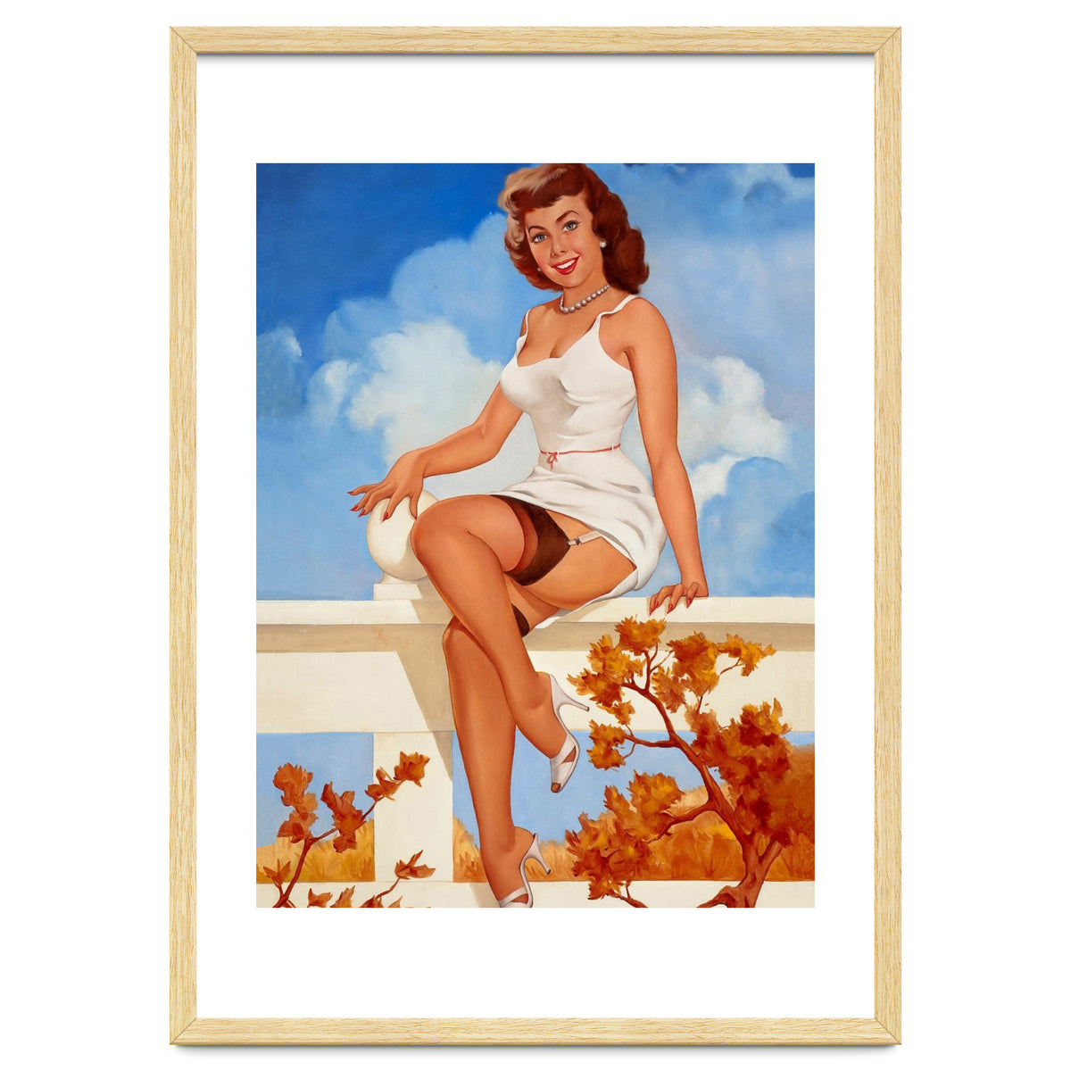 Beautiful Pinup Girl Posing On A Fence