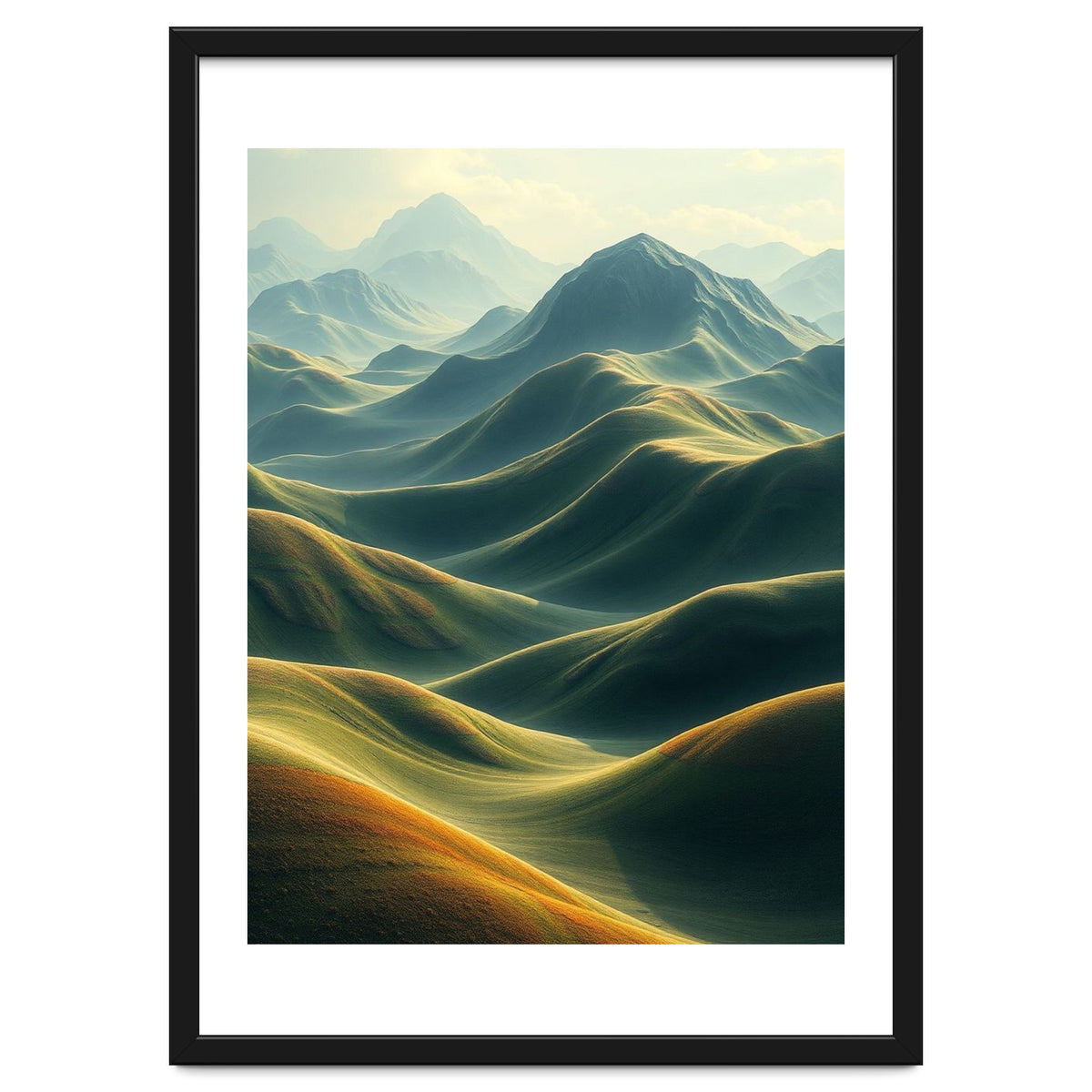 Ethereal Green Mountain Ridges Art