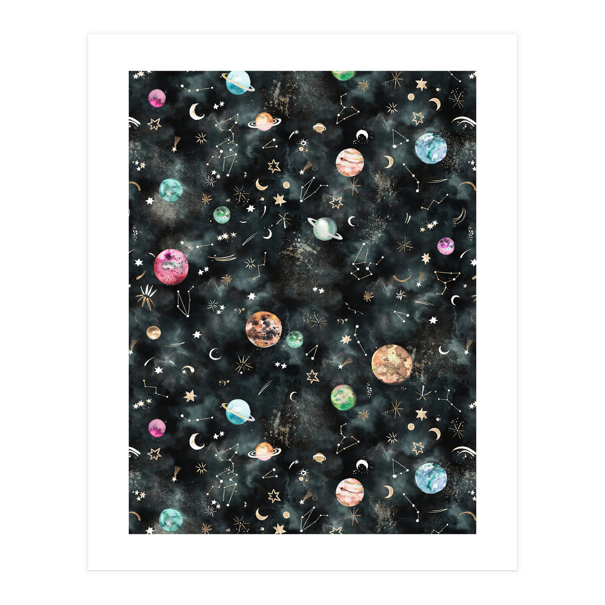 Galaxy Astrology Astronomy Constellations Gold (Print Only)