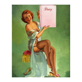 Pinup Girl Posing With Her Big Diary Book (Print Only) thumbnail