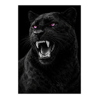 Black leopard with colorful eyes portrait (Print Only)