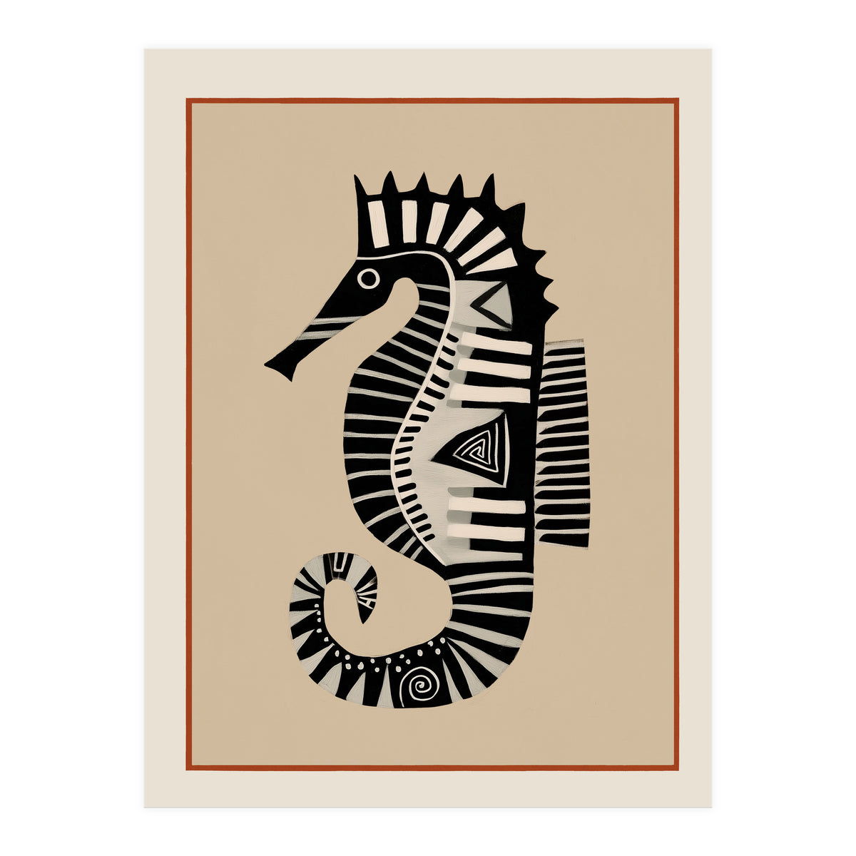 Striped Seahorse II (Print Only)