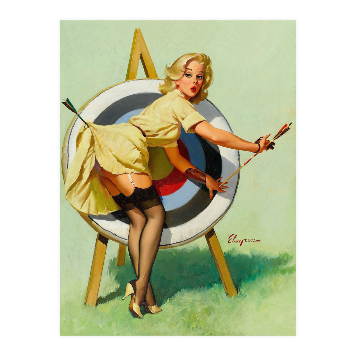 Pinup Sexy Girl On A Target (Print Only)