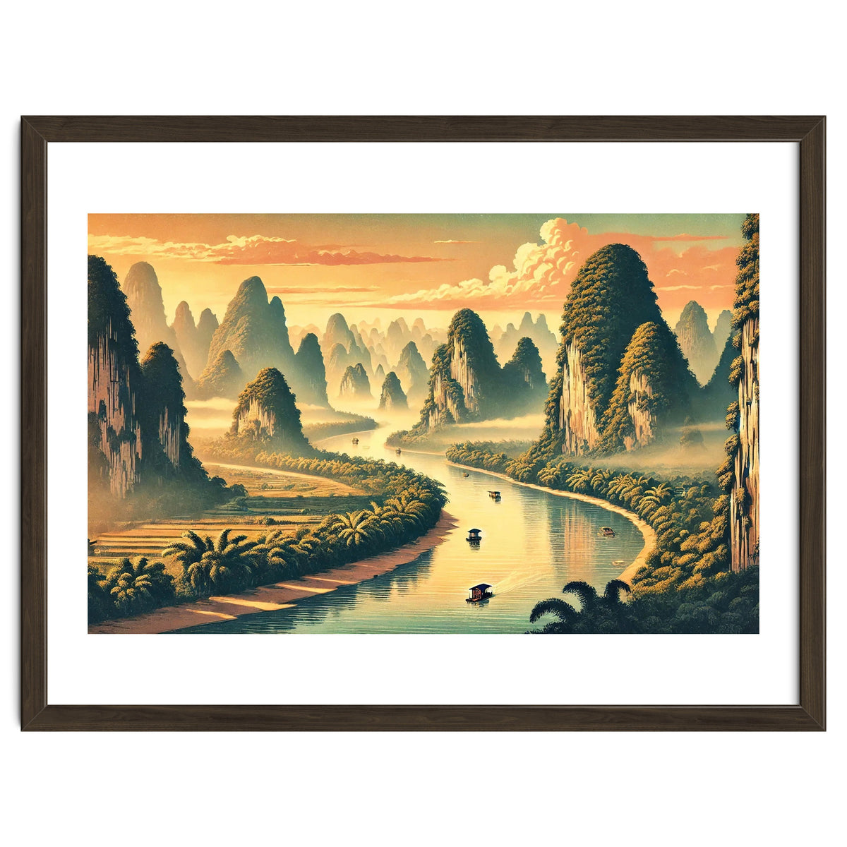 Vintage China, Guilin Karst Mountains Poster