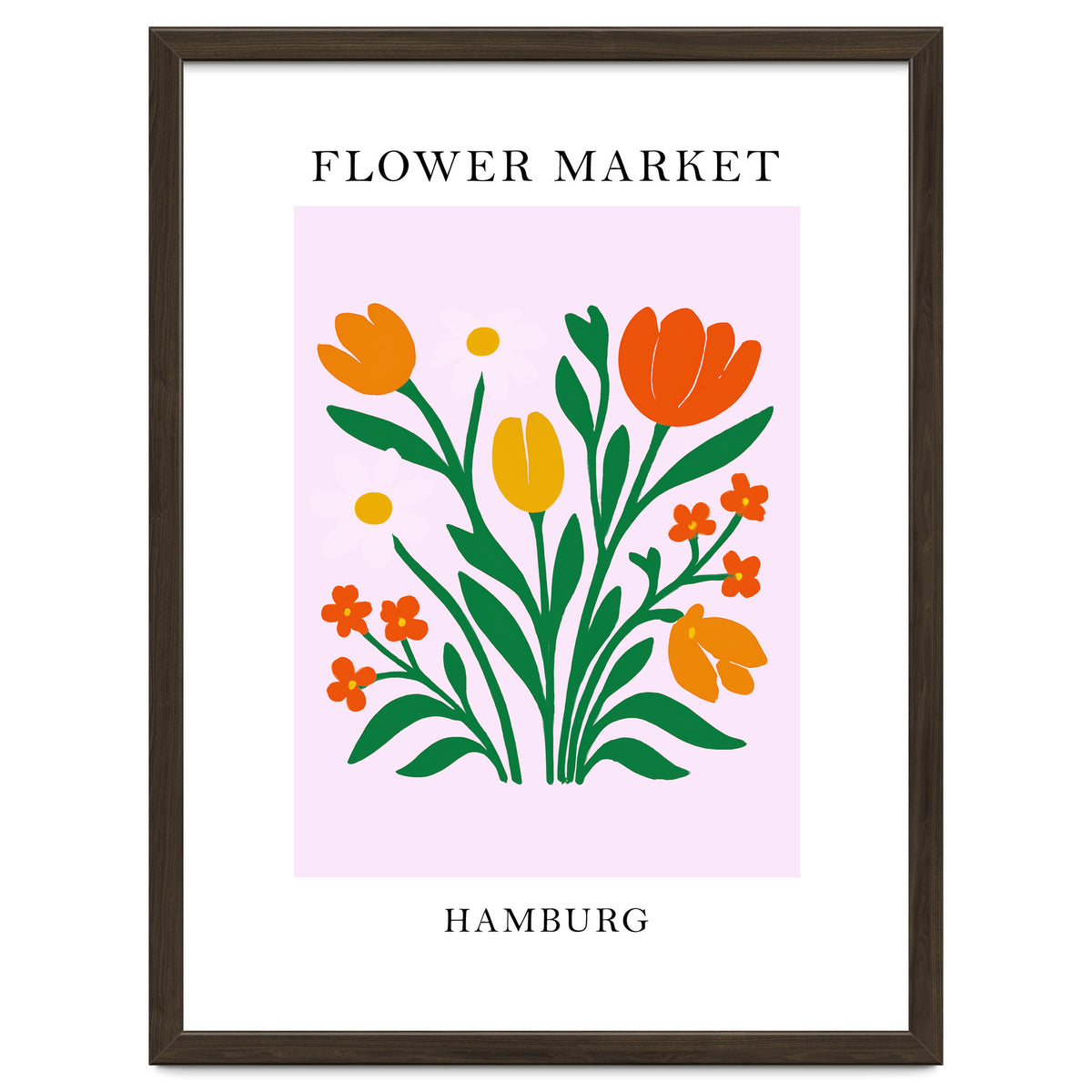 Hamburg Flower Market - Vibrant Modern Folk Art Print